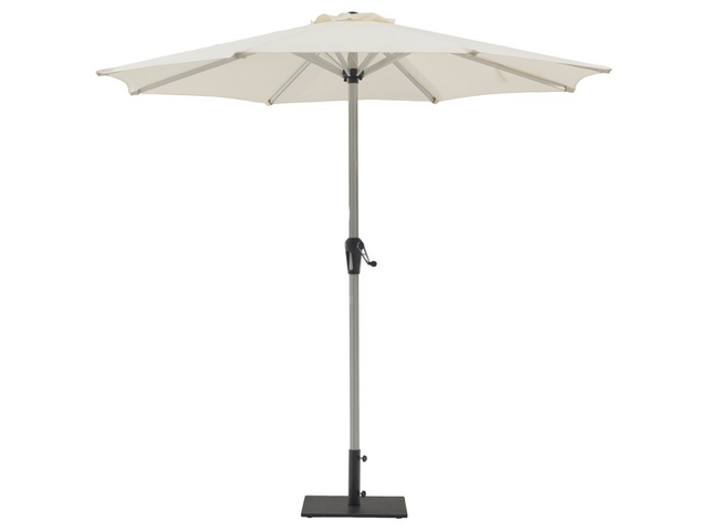 Bramblecrest Brushed Aluminium 3.0m Round Parasol with Crank Handle - Stone
