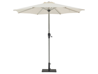 Bramblecrest Brushed Aluminium 3.0m Round Parasol with Crank Handle - Stone