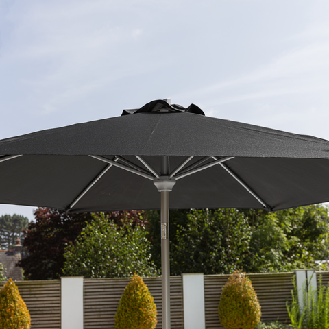 Brushed Aluminium 2.5m Round Crank Handle Parasol - Grey - image 1