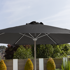 Brushed Aluminium 2.5m Round Crank Handle Parasol - Grey - image 1