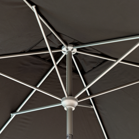 Brushed Aluminium 2.5m Round Crank Handle Parasol - Grey - image 2