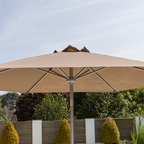 Brushed Aluminium 2.5m Round Crank Handle Parasol - Sand - image 1