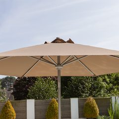 Brushed Aluminium 2.5m Round Crank Handle Parasol - Sand - image 1