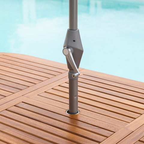 Brushed Aluminium 2.5m Round Crank Handle Parasol - Sand - image 2