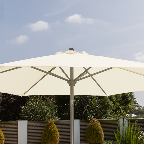 Brushed Aluminium 2.5m Round Crank Handle Parasol - Stone - image 1