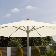 Brushed Aluminium 2.5m Round Crank Handle Parasol - Stone - image 1