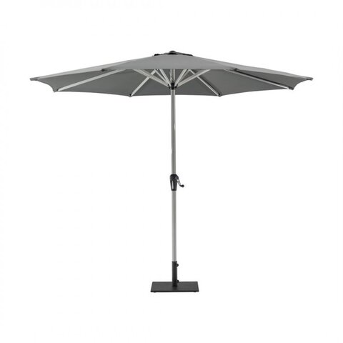 Brushed Aluminium 3.0m Round Crank Handle Parasol - Grey