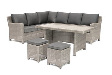 Kettler Palma Corner White Wash L/H with Adjustable Table