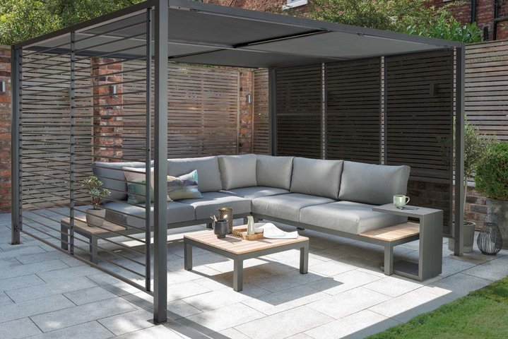 Kettler Panalsol Deluxe Aluminium (with LED Solar Lights) 3 x 3.5m Grey - image 1