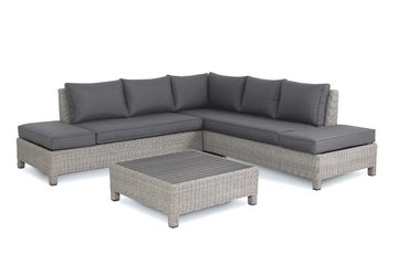 Kettler Palma Low Lounge with Coffee Table White wash with grey taupe cushions - image 2