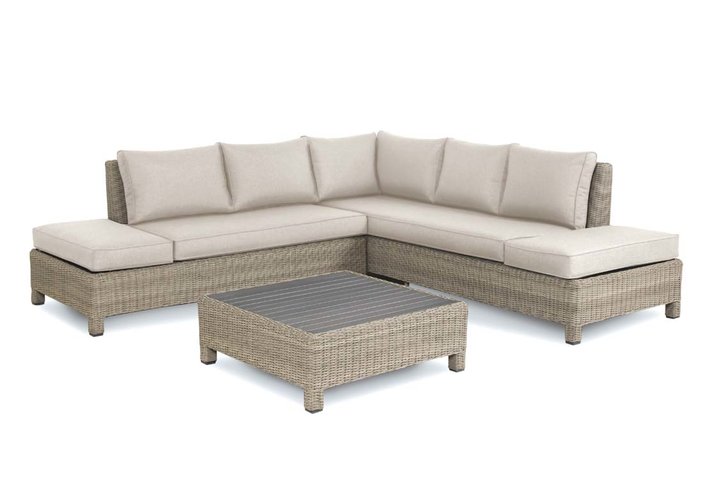 Kettler Palma Low Lounge with Coffee Table Oyster with stone cushions