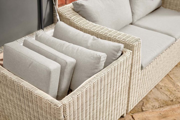 Kettler Palma Compact Corner Set White Wash with grey taupe cushions - image 3