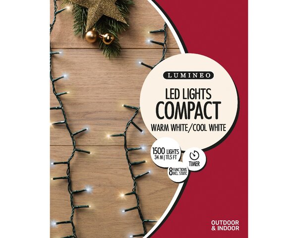 34m Compact LED Lights Warm White/Cool White - image 1
