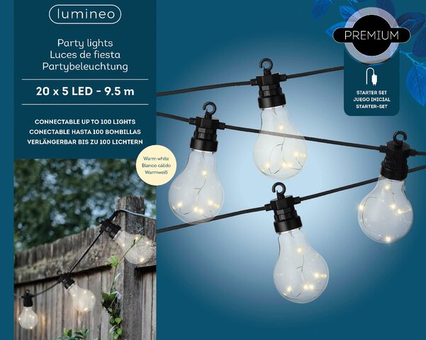 9.5m Party Bulb LED Light Warm White - image 1
