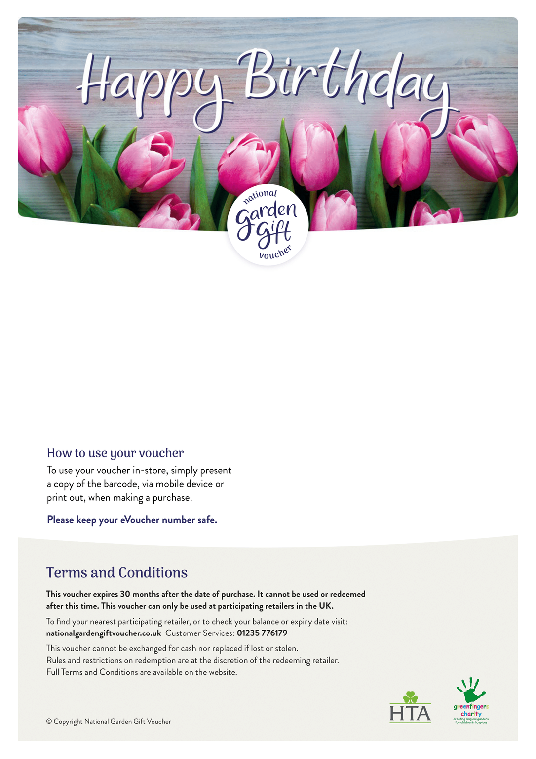 National Garden Gift Voucher Happy Birthday Flower Design St Peters