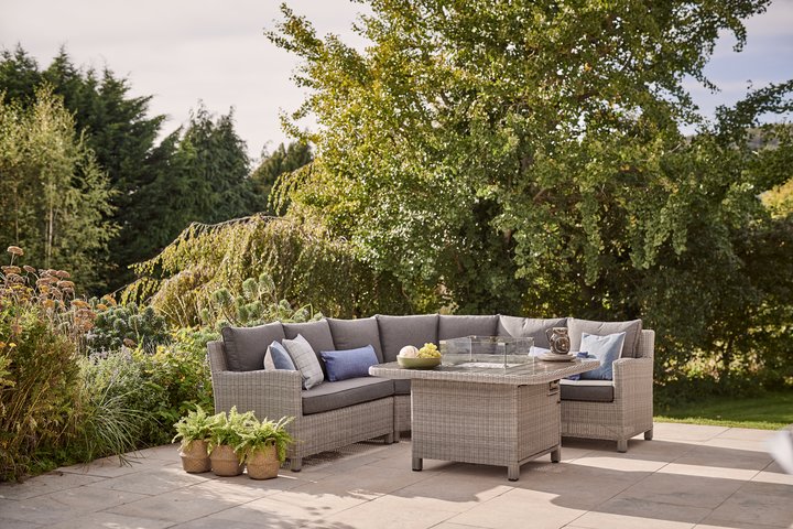 Kettler Palma Grande White Wash With Fire Pit Table Bench And Armchair - image 2