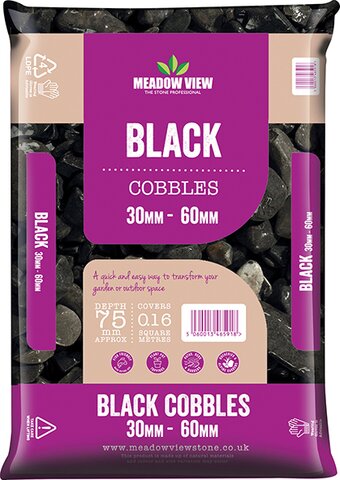 Ebony Black Cobbles 30-60mm - image 1