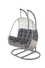 Kettler Palma Double Cocoon Whitewash with grey taupe cushion