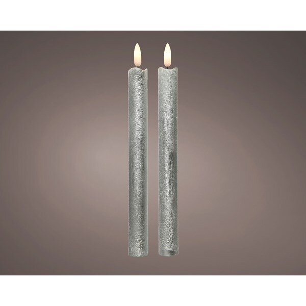 24cm Silver LED Wick Dinner Candle (Pack of 2/Battery Operated/Indoor) - image 2