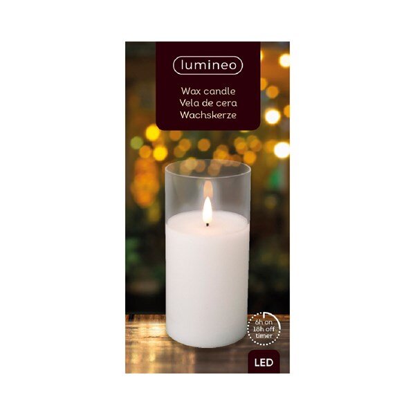 15cm LED Wick Candle Glass (Battery Operated/Indoor) - image 1