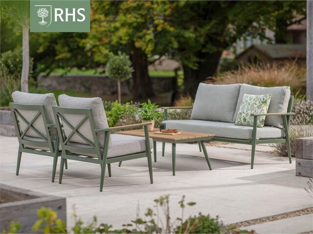 RHS Wisley Sage 2 Seater Sofa with Rectangle Coffee Table & 2 Armchairs - image 1