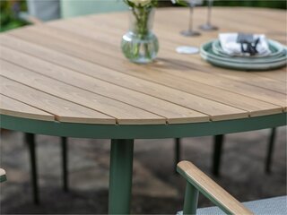 RHS Wisley Sage 6 Seat Elliptical Dining Set with Parasol & Base - image 4