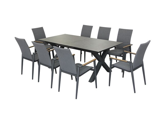 Sofia Extendable Dining Set with 8 Deluxe Armchairs - Anthracite - image 5