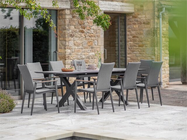 Sofia Extendable Dining Set with 8 Deluxe Armchairs - Anthracite - image 1