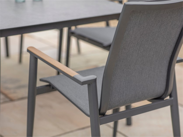 Sofia Rectangle Table with 6 Armchairs, Parasol & Base Set - Anthracite - image 4