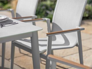 Sofia Rectangle Table with 6 Armchairs, Parasol & Base Set - Grey - image 2