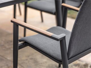 Sofia Rectangle Table with 6 Delux Armchairs, Parasol & Base Set - Anthracite - image 3