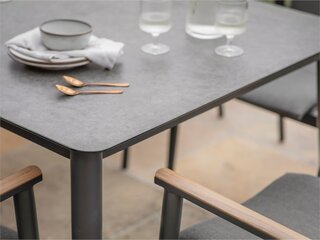 Sofia Rectangle Table with 6 Delux Armchairs, Parasol & Base Set - Anthracite - image 4