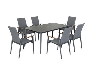 Sofia Rectangle Table with 6 Delux Armchairs, Parasol & Base Set - Anthracite - image 6
