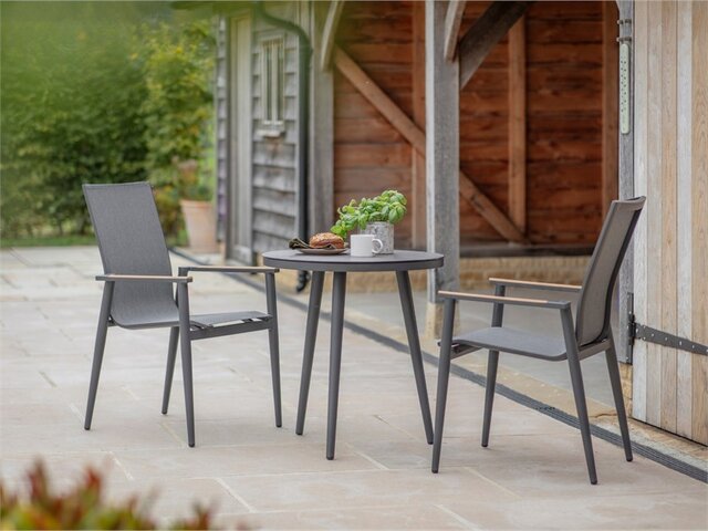 Sofia Round Bistro Set with 2 Armchairs - Anthracite - image 1