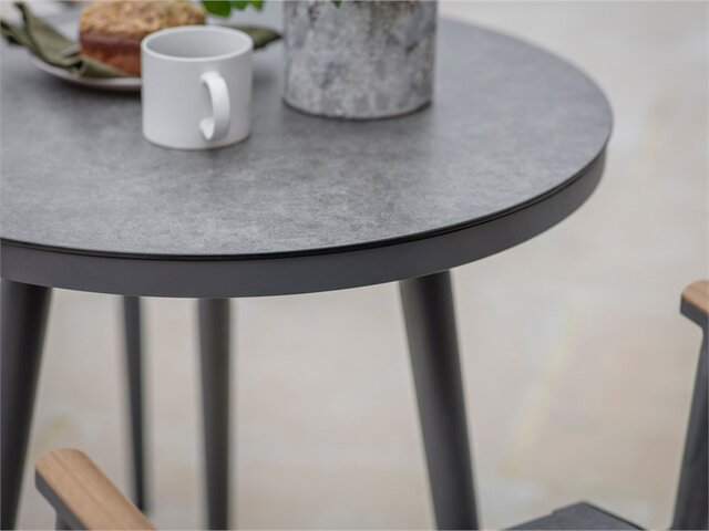 Sofia Round Bistro Set with 2 Armchairs - Anthracite - image 2