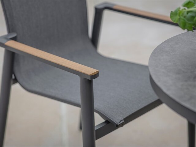 Sofia Round Bistro Set with 2 Armchairs - Anthracite - image 3