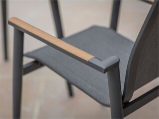 Sofia Round Bistro Set with 2 Armchairs - Anthracite - image 4