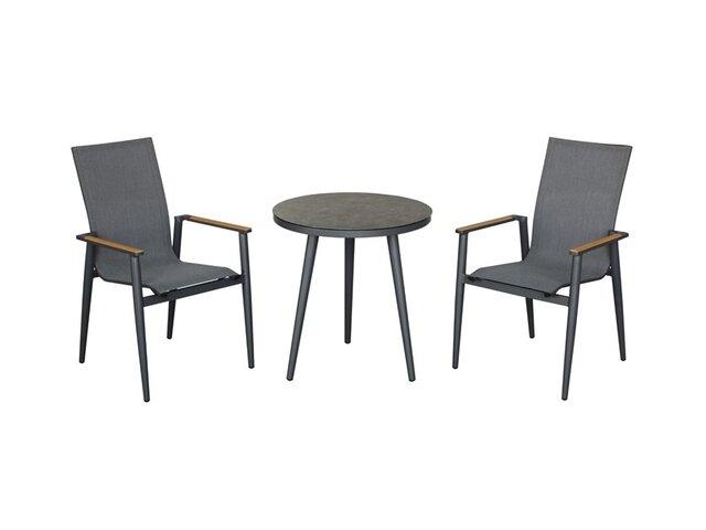 Sofia Round Bistro Set with 2 Armchairs - Anthracite - image 5