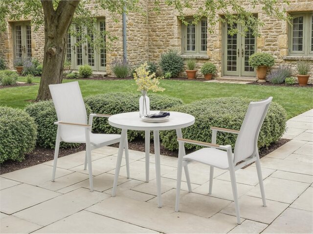 Sofia Round Bistro Set with 2 Armchairs - Grey - image 1