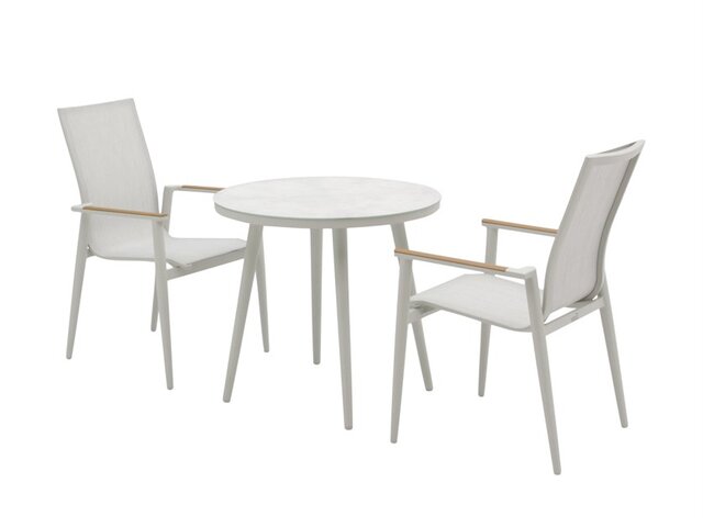Sofia Round Bistro Set with 2 Armchairs - Grey - image 2