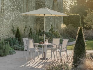 Sofia Round Table with 4 Armchairs, Parasol & Base Set - Grey - image 1