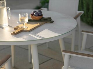 Sofia Round Table with 4 Armchairs, Parasol & Base Set - Grey - image 2