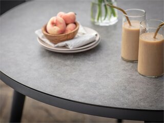 Sofia Round Table with 4 Delux Armchairs, Parasol & Base Set - Anthracite - image 4