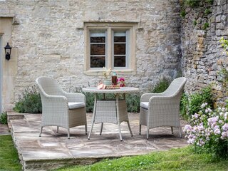 Tetbury 80cm Tree-Free Round Bistro Table with 2 Armchairs - Nutmeg - image 1