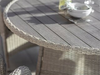 Tetbury Nutmeg Rattan 6 Seat Round Dining Set with Tree-Free Top, Parasol & Base - image 3