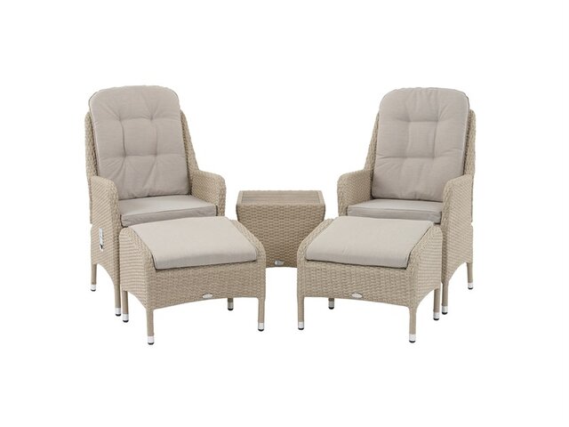 Tetbury Nutmeg Rattan Recliner Set with 2 Footstools & Tree-Free Top Side Table - image 3