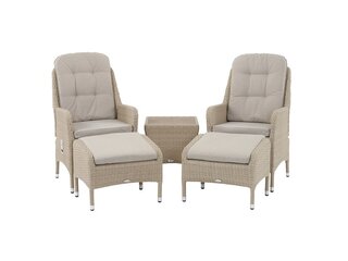 Tetbury Nutmeg Rattan Recliner Set with 2 Footstools & Tree-Free Top Side Table - image 3