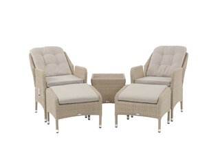 Tetbury Nutmeg Rattan Recliner Set with 2 Footstools & Tree-Free Top Side Table - image 4