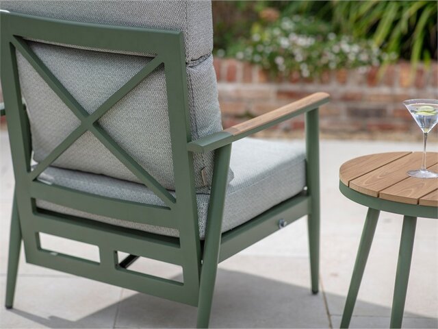 Wisley 2 x Reclining Sofa Chairs with Footstools & Round Tree-Free Coffee Table - Sage - image 4