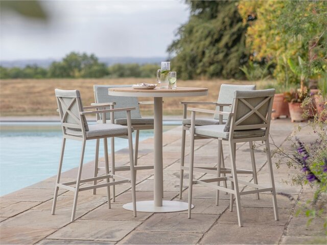 Wisley 90cm Round Bar Table with 4 Bar Stools - Mocha - image 1
